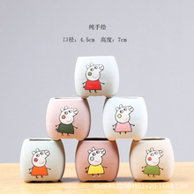 厂家直供可爱卡通多肉拇指花盆陶瓷小号创意肉肉动物粗陶透气花盆