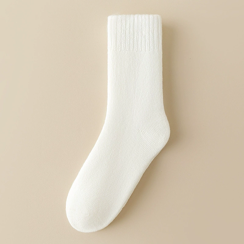 Women’s mid‑tube winter wool socks, solid colors, warm (mid‑calf)