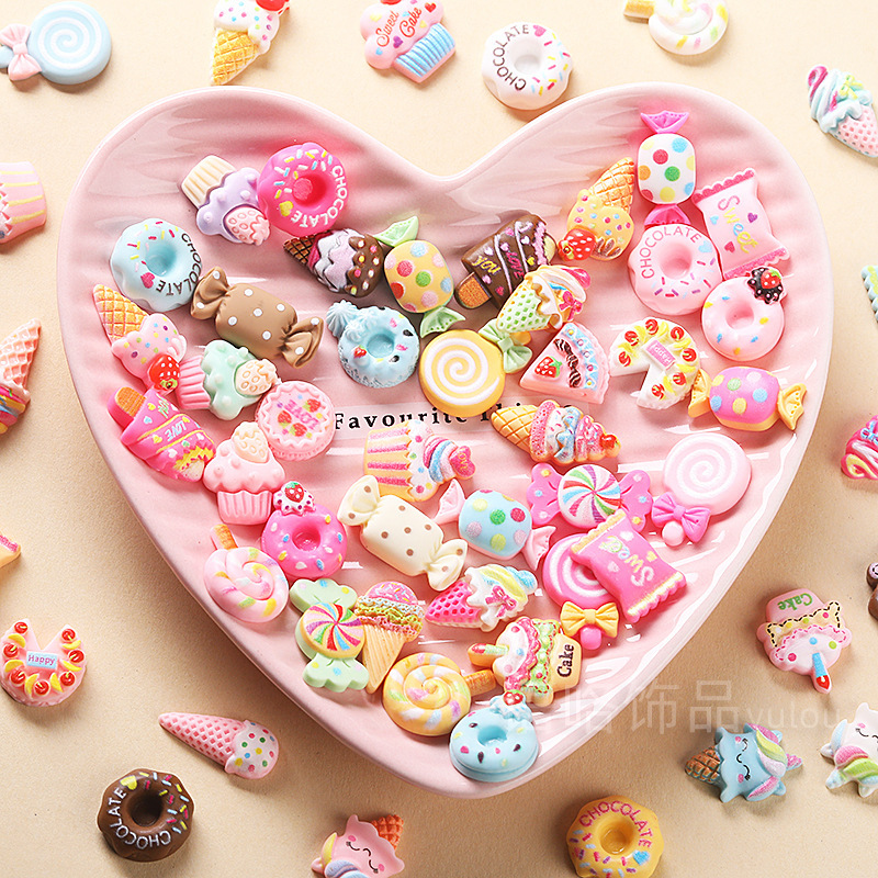 Simulated Mixed Candy Resin Miniature Accessories, Mini Ice Cream Donut Food Toys DIY Materials