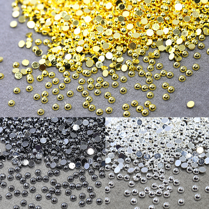 Metal semicircle rivet nail accessories flat solid hemisphere steel ball gold and silver mine black 100 nail jewelry