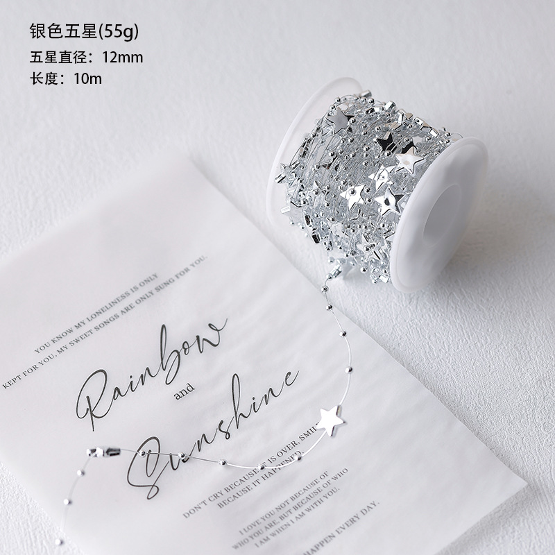 Nuevos productos calientes Decoración navideña French Retro Pequeña fragancia Cadena de perlas Cristal Collar transparente Accesorios de bricolaje