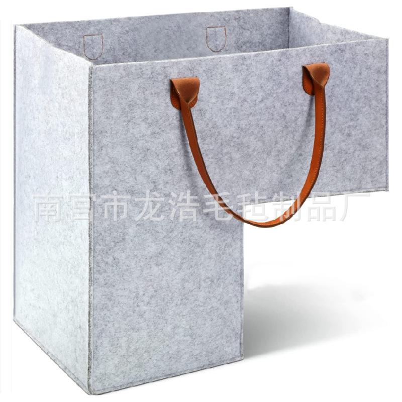 现货毛毡楼梯篮储物收纳盒筐皮革手柄L形楼梯阶梯包手提家居用品