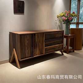 老榆木复古餐边柜客厅落地式抽屉茶具茶叶储物柜民宿玄关收纳柜