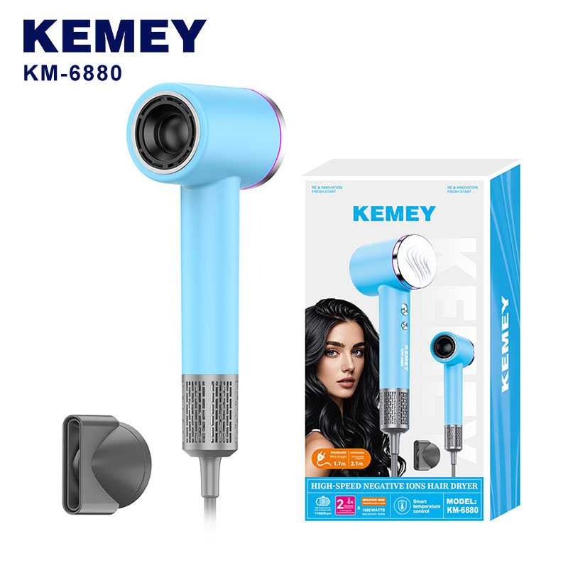 Kemei transfronterizo secador de cabello de alta velocidad doméstico de protección de iones negativos secador de cabello eléctrico de alta potencia secador de cabello de temperatura constante