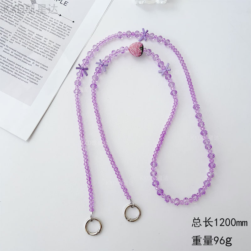 [퍼플] 라인스톤 스트로베리 크로스체인