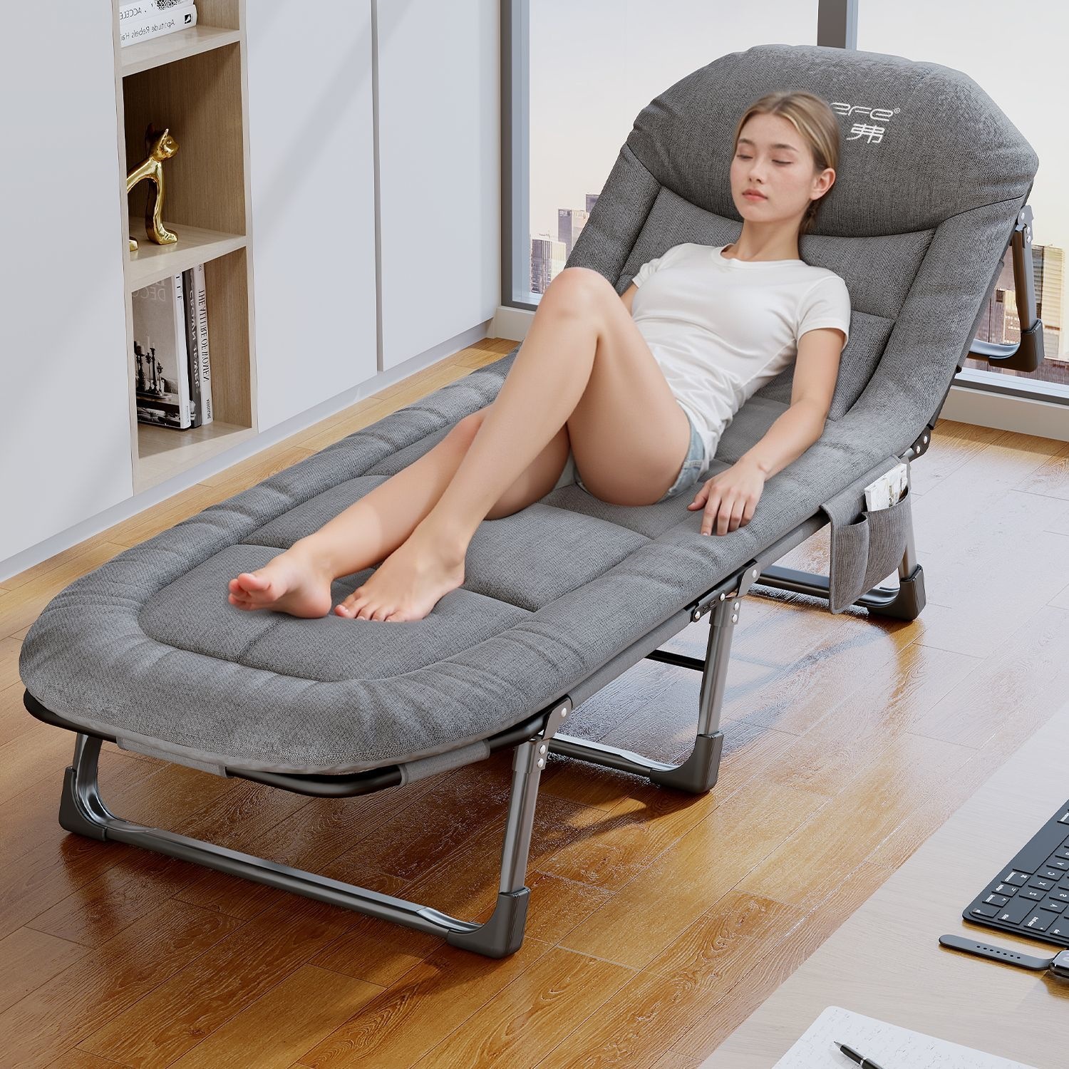 Folding bed, nap bed, office nap companion bed, outdoor bed, single-person simple camping bed, night shift essential tool