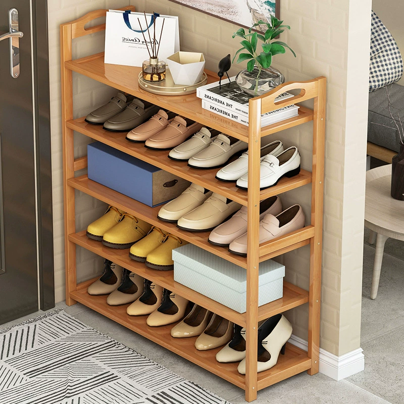 Полка для обуви, простая и экономичная бытовая многослойная обувная шкаф, стеллаж для хранения из цельного дерева для членов семьи, компактная стойка для хранения в прихожей