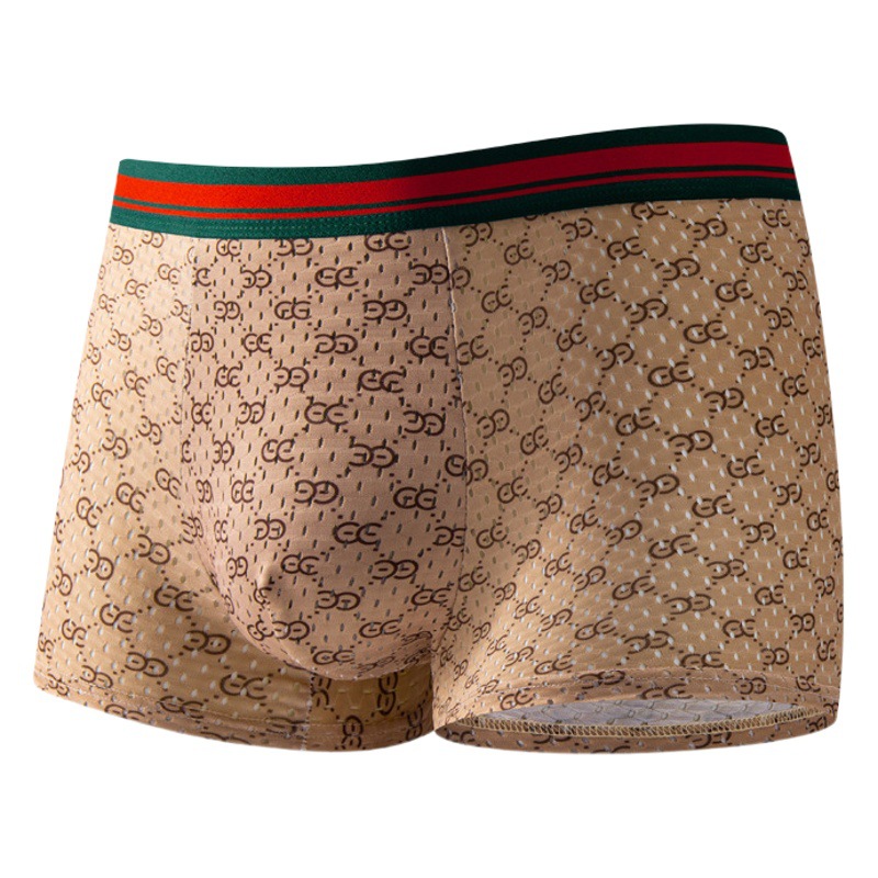 Ropa interior de los hombres de seda de hielo de los hombres de la entrepierna antibacteriana sin costura deportes más tamaño cuatro esquinas de verano cortos Boxer delgados hombres