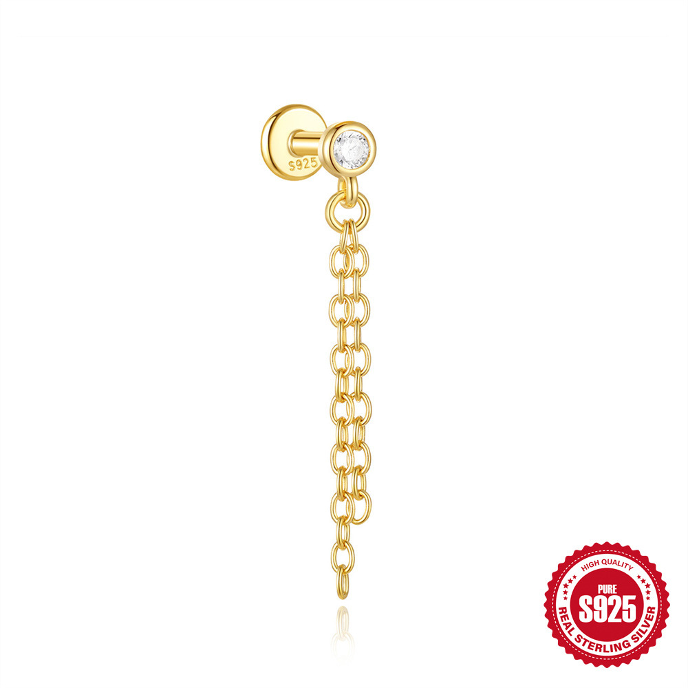 Tendencia de moda S925 plata de ley todos los días con flecos cuadrados, ocho estrellas con incrustaciones de diamantes, pendientes de todo fósforo