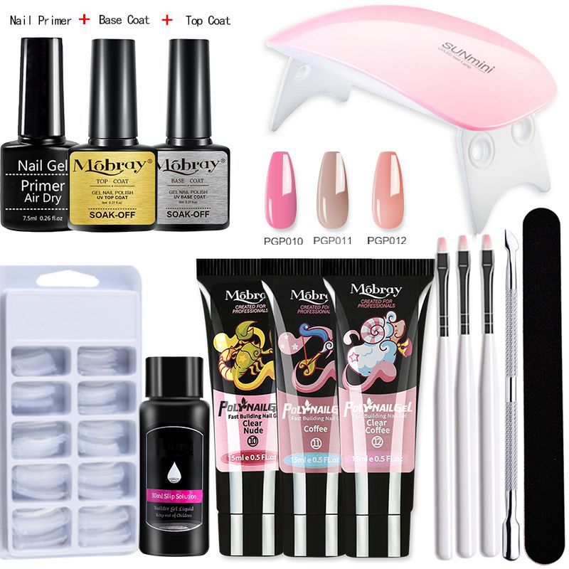 AliExpress Amazon caliente poli gel uñas de secado rápido fototerapia pegamento multi-color Crystal extensión pegamento 15ml traje