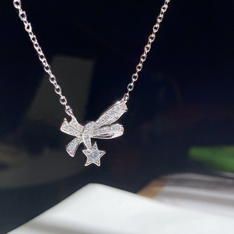 Necklace & Earrings Set (VERSA) 18K Bright Multi‑cut Zircon, Star Knot Butterfly Design