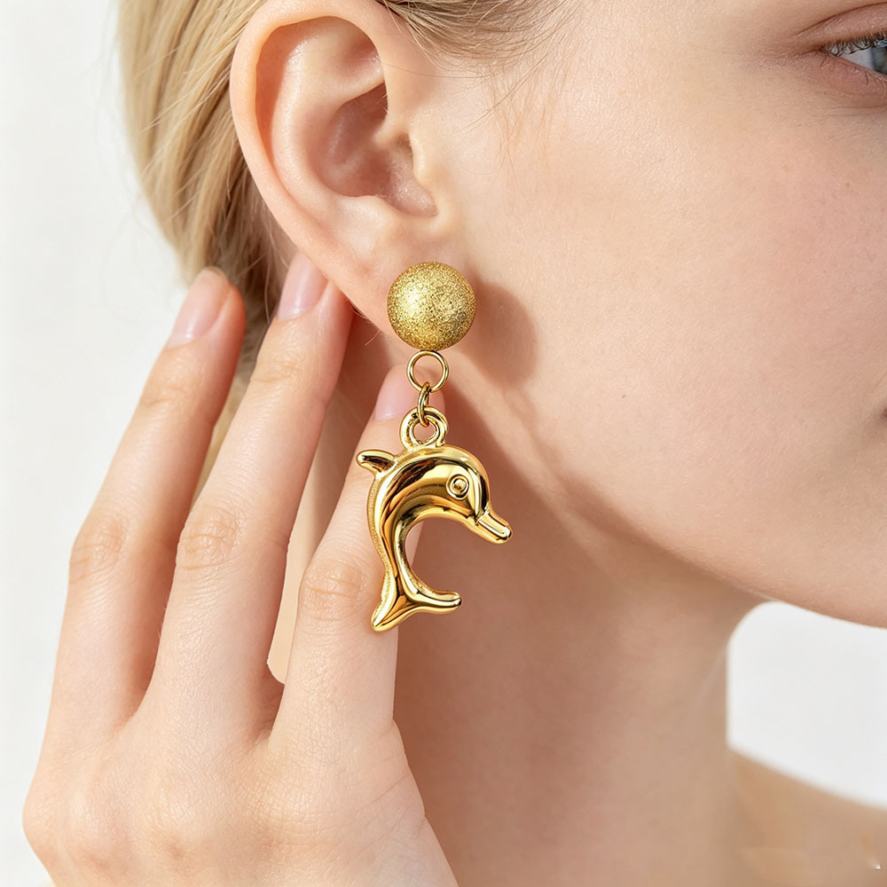 Diseño único retro nicho de alta sensación pendientes de acero inoxidable flores animales pendientes irregulares joyas de lujo ligero
