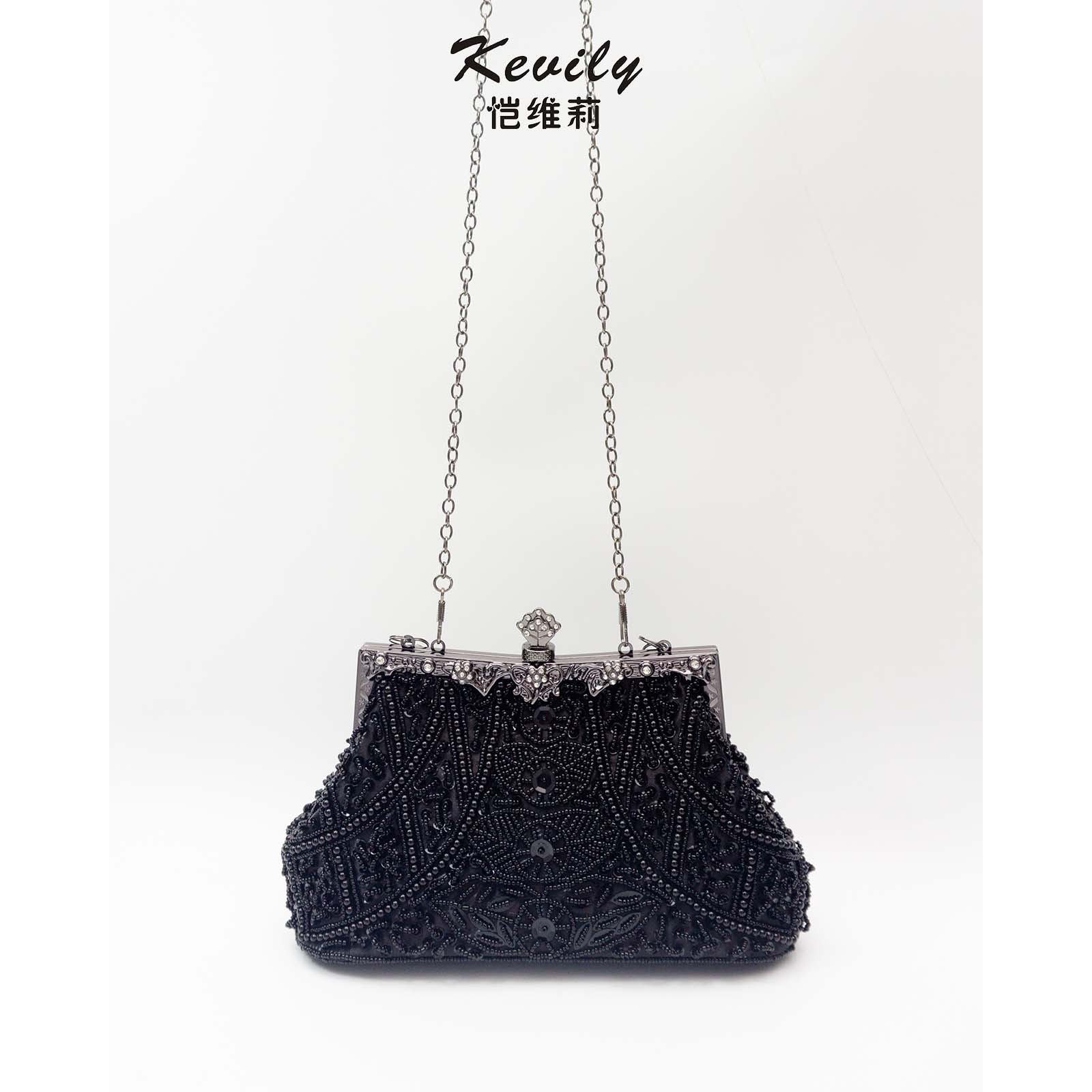 Kai Weili retro geométrico pesado hecho a mano con cuentas bolsa transfronteriza Bolso de mujer bolso de noche vestido de cheongsam bolso de noche con cuentas