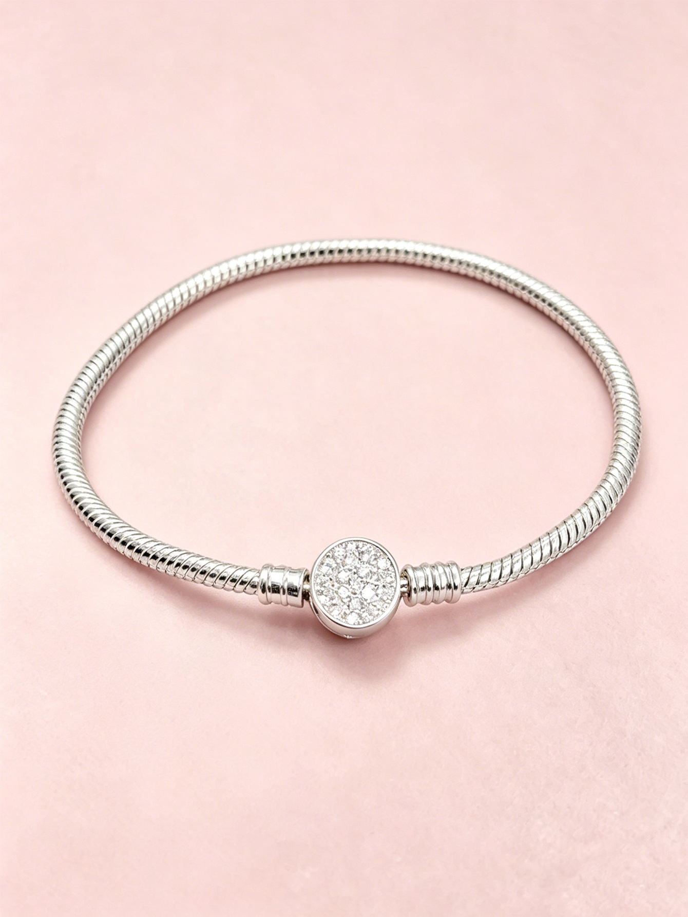 Panjia pulsera desmontable bronce simple pulsera plateada de piedra amor copo de nieve cuatro hojas joyas de la luna