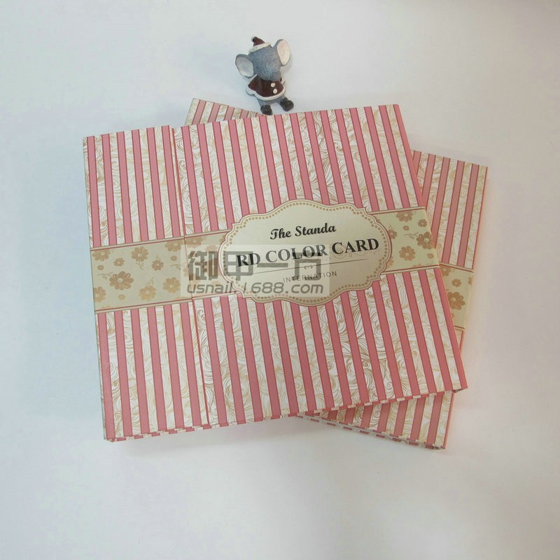 Productos de esmalte de uñas Pegamento de esmalte de uñas Caja de placa de color de uñas a rayas fresca pequeña Pantalla de color con incrustaciones de 120 colores Folleto de libro de tarjeta de color