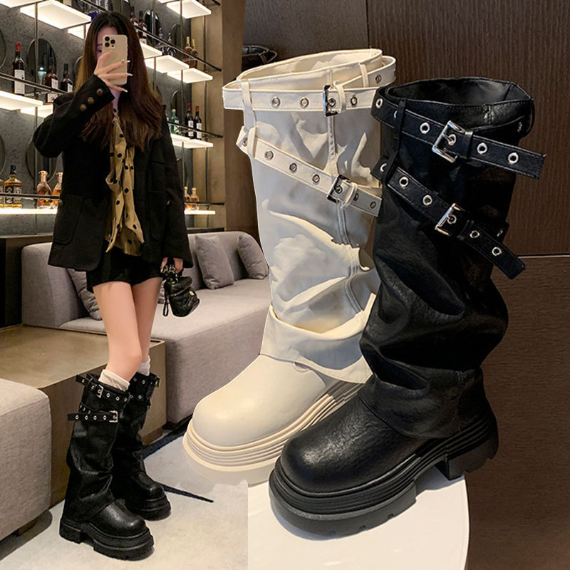 Thick-Soled Height-Increasing Boots for Women 2025 New Autum British Style Retro Slim Knight Boots Boots