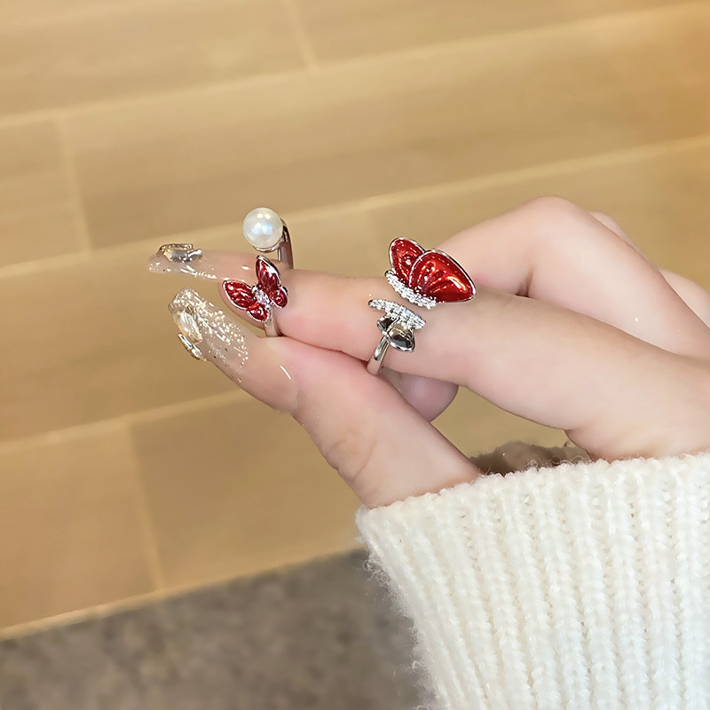 法式精緻甜酷蝴蝶液態開口戒指女ins冷淡風輕奢高級感氣質指環