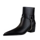 009-29 Chelsea Boots Women's Ins Fashion Metal Chain Martin Boots Pointed Thick Heels Slim Short Boots