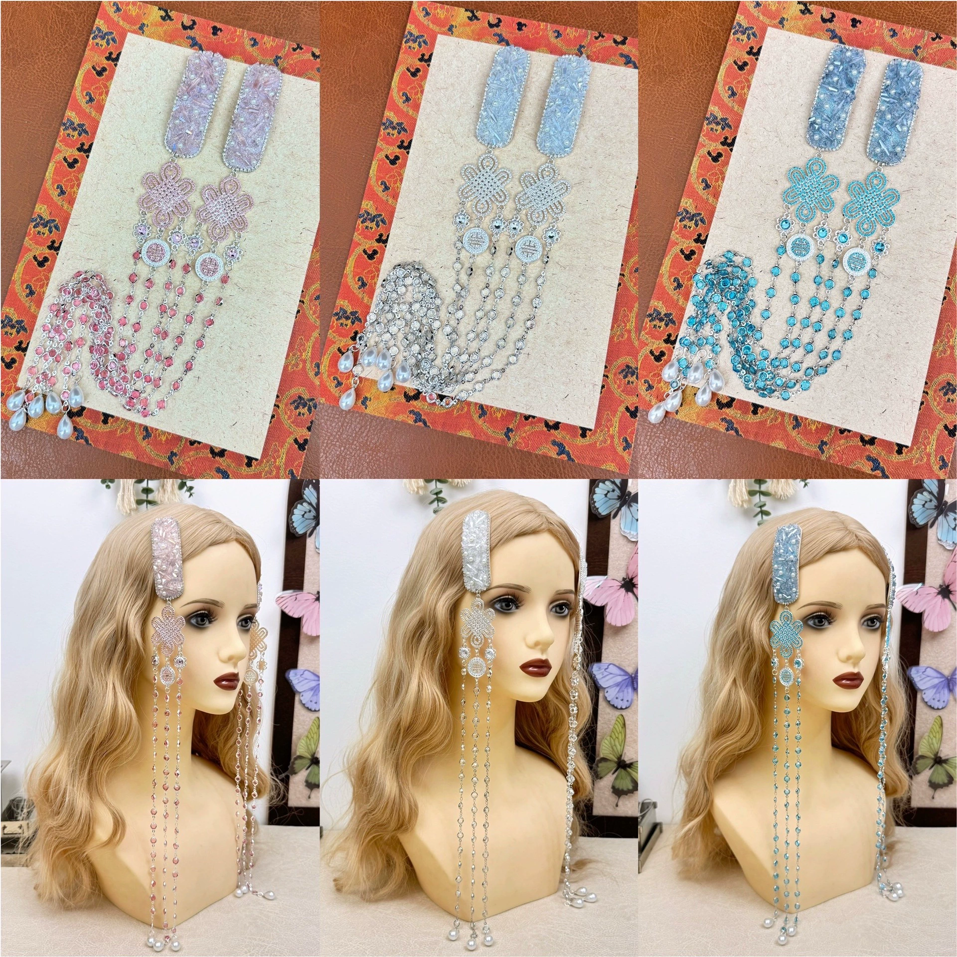 Монгольский зажим для волос с жемчугом, изысканный роскошный аксессуар для волос, женский зажим для челки, заколка для волос Hanfu