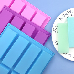 Spot Wholesale 8-Connected Rectangular Soap Silicone Cake Mold Handmade Soap Mold Handmade Cold Soap Mold Easy to Take Off