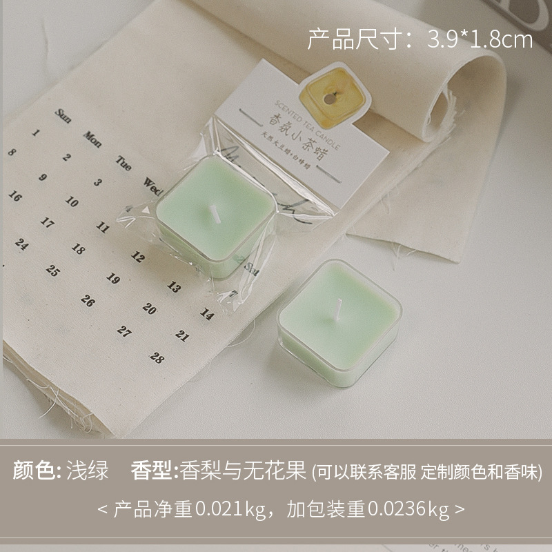Velas cuadradas aromáticas sensación de atmósfera creativa regalo de mano cera de té de color al por mayor 4 horas de cera de estilo de perfume