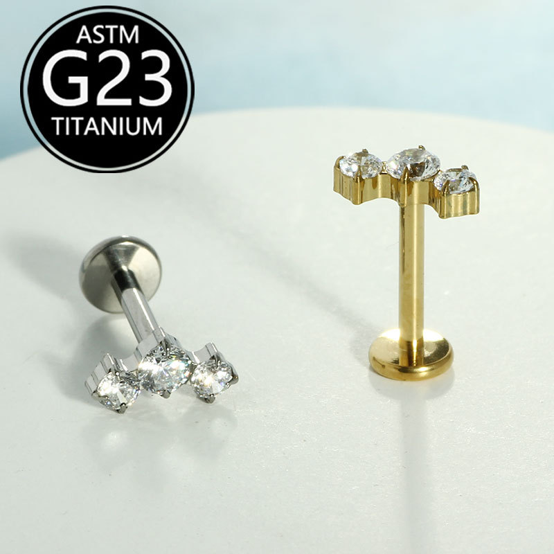 Pointed titanium steel lip stud product view