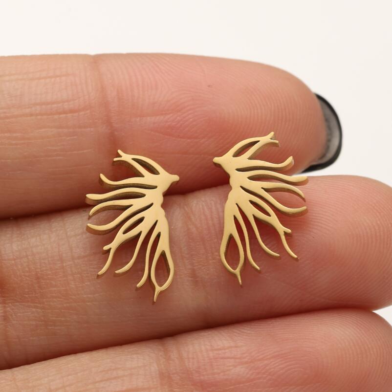 1 Pair Lady Classic Style Coral Plating Stainless Steel Ear Studs display picture 5