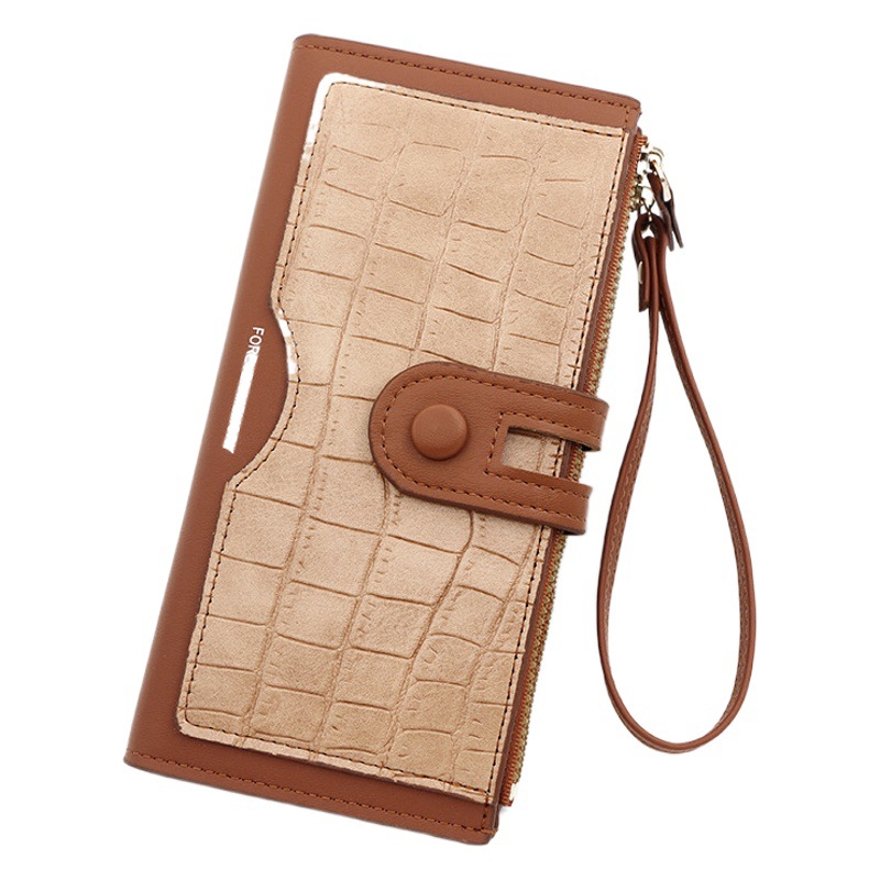 Nueva carpeta larga de las mujeres de moda simple patrón de piedra de la PU de las mujeres billetera de gran capacidad de embrague al por mayor