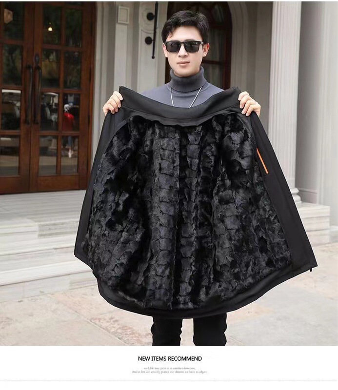 2025 New Men's Real Mink Fur Pie Overcome Removable Mink Liner Fox Fur Collar Fur All-In-One Coat