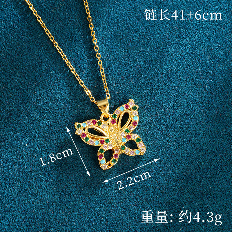 Vietnam Shajin Estilo europeo y americano Estilo explosivo Collar de mariposa Diamante de mujer Destello exquisito Lujo ligero Pendientes de alta gama al por mayor