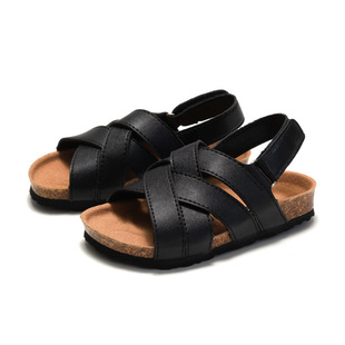 Ruizu Spring and Summer Children's Cork Sandals Student Boys' One-word Shoes Baby Girls' Flip Flops Trendy Beach Korean Style