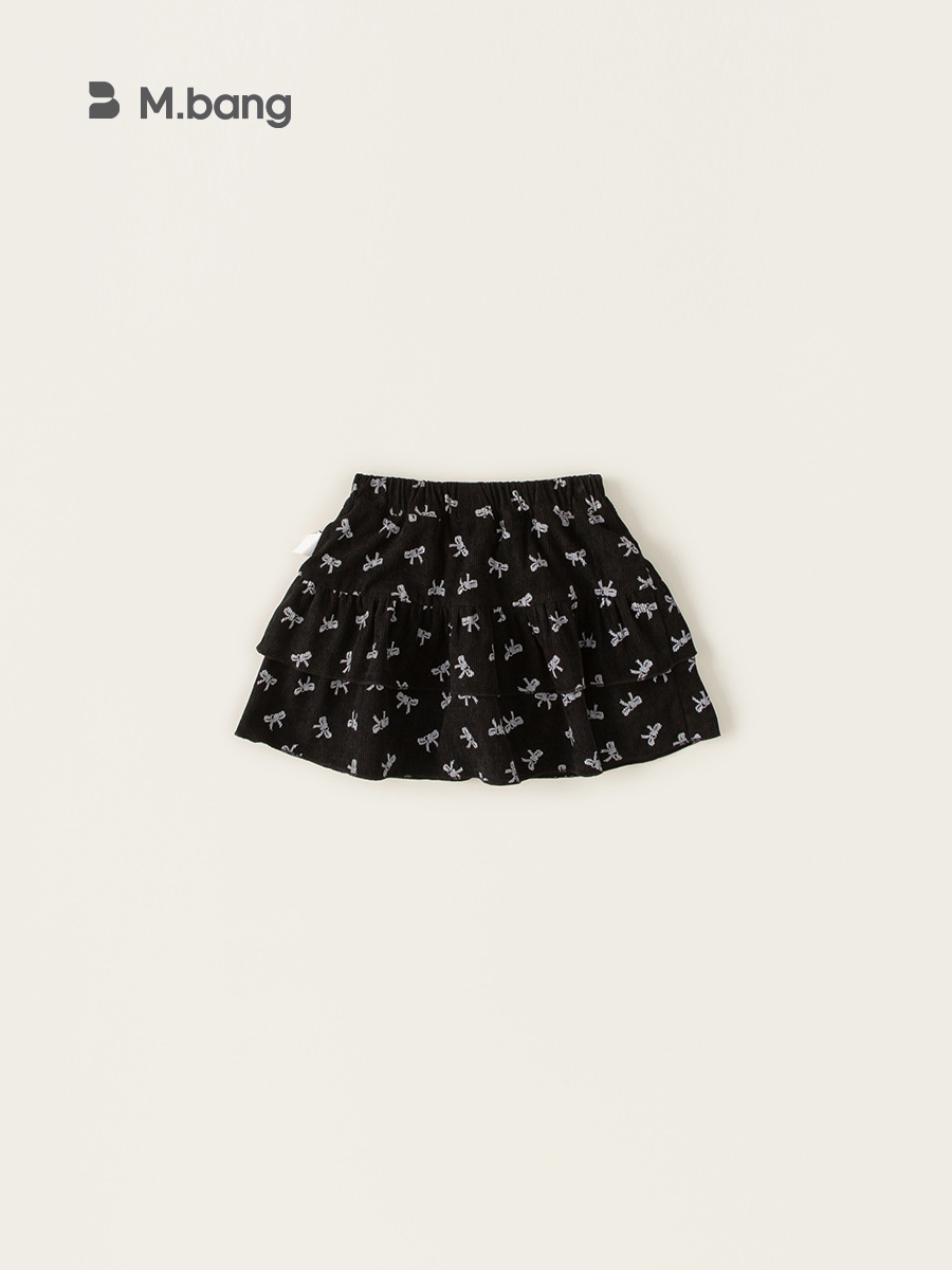 Yoobao ropa infantil 2025 nueva niñas falda corta de flores negras de otoño niñas arco falda de torta falda