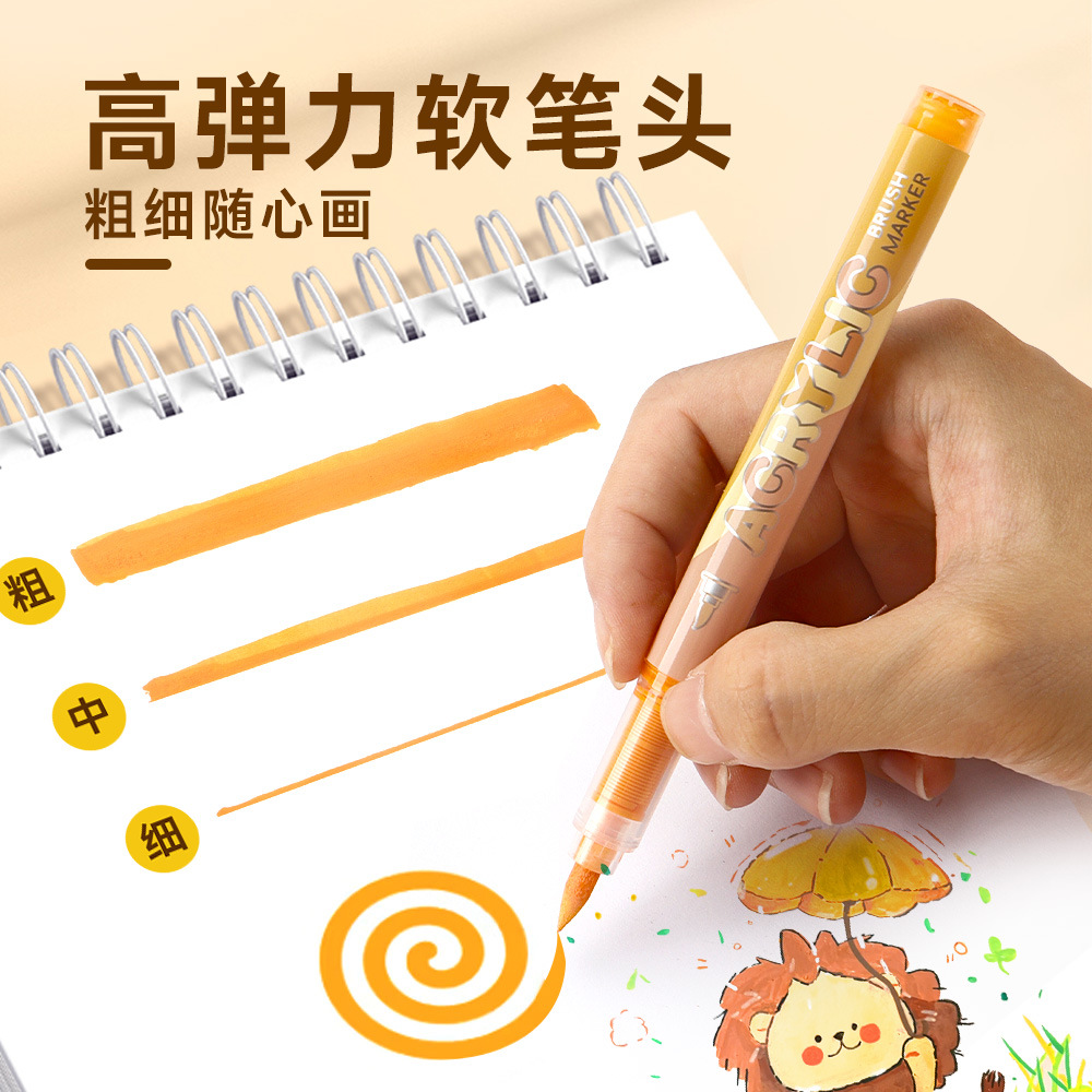 Gradiente de color líquido directo acrílico marcador pluma conjunto de dibujo de piel de animación pluma plegable papel opaco al por mayor