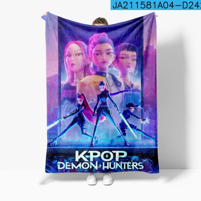 3D新品电影 K-POP 猎魔女团 毛毯午睡毯法兰绒印花保暖|undefined