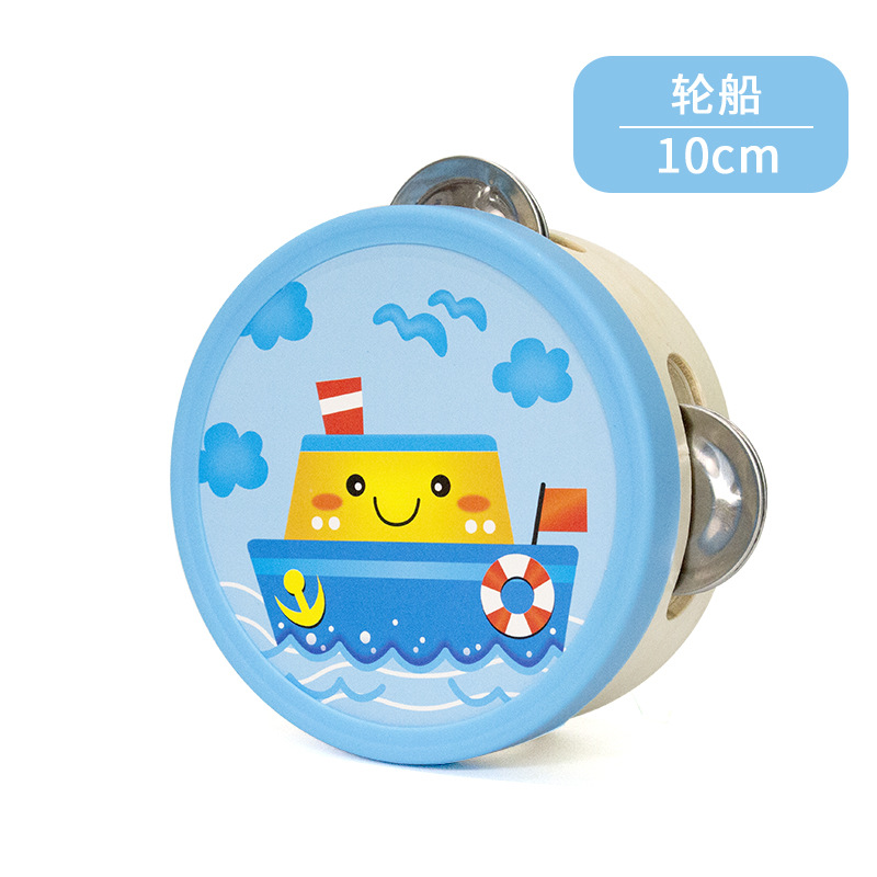 Instrumento de percusión Orff Xinjiang danza kindergarten enseñanza ayuda raqueta de mano tambor de campana de 4 pulgadas juguete para niños tambor de 10cm