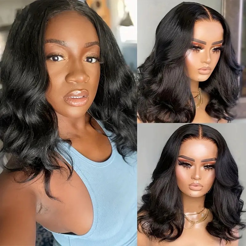 Fashion Wavy Medium Length Curly Synthetic Wig Front Lace Trim European American Style Average Size Cap Body Wave Daily Use_voghion.com