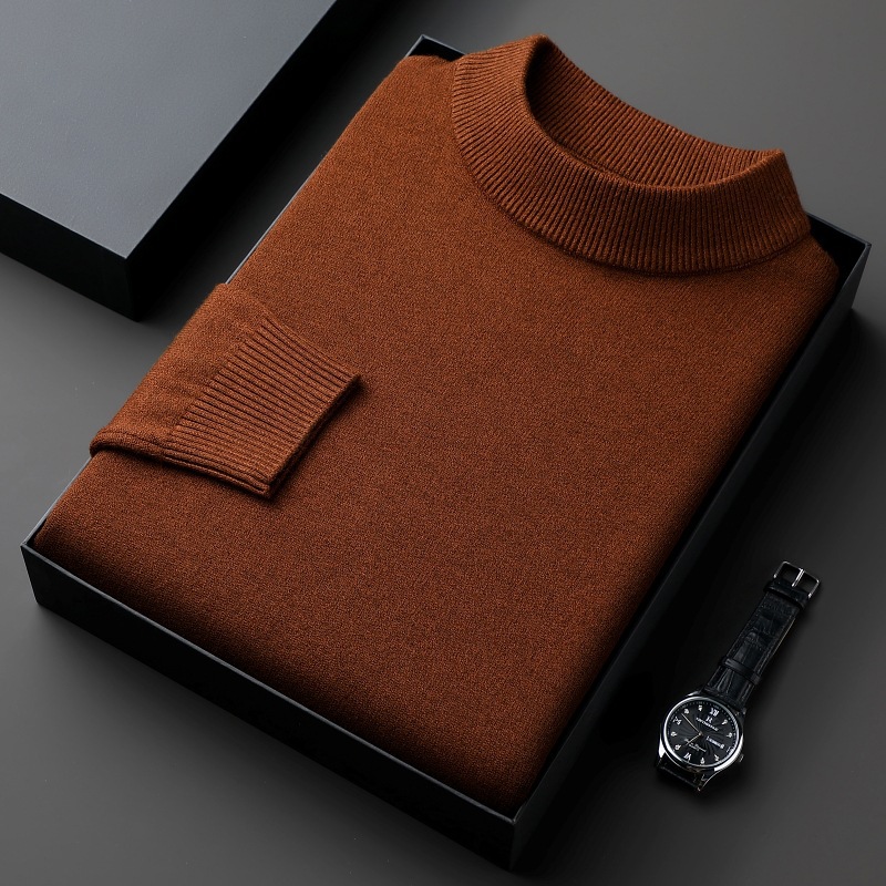 2024 가을과 겨울 새로운 반 높은 칼라 단색 스웨터  안티 필링  많은 상품 간단한 레저