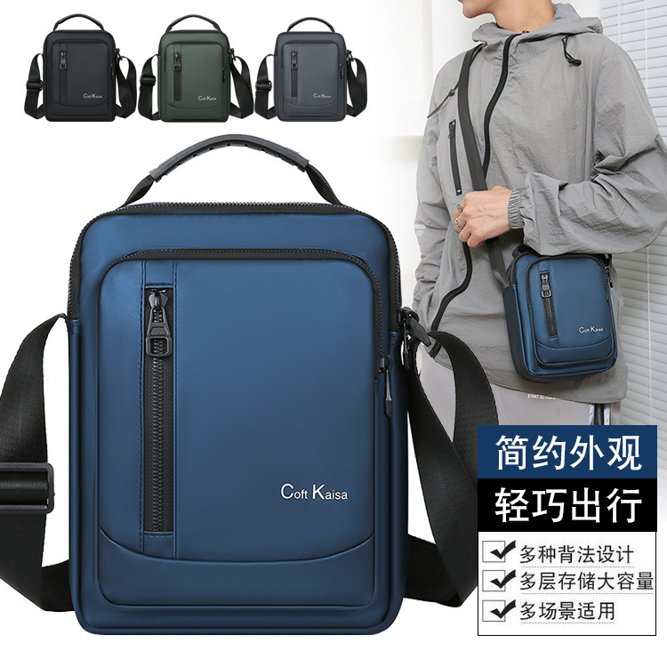Men's casual single shoulder bag large capacity men's style water-resistant commuter handbag personalized business men's crossbody bag