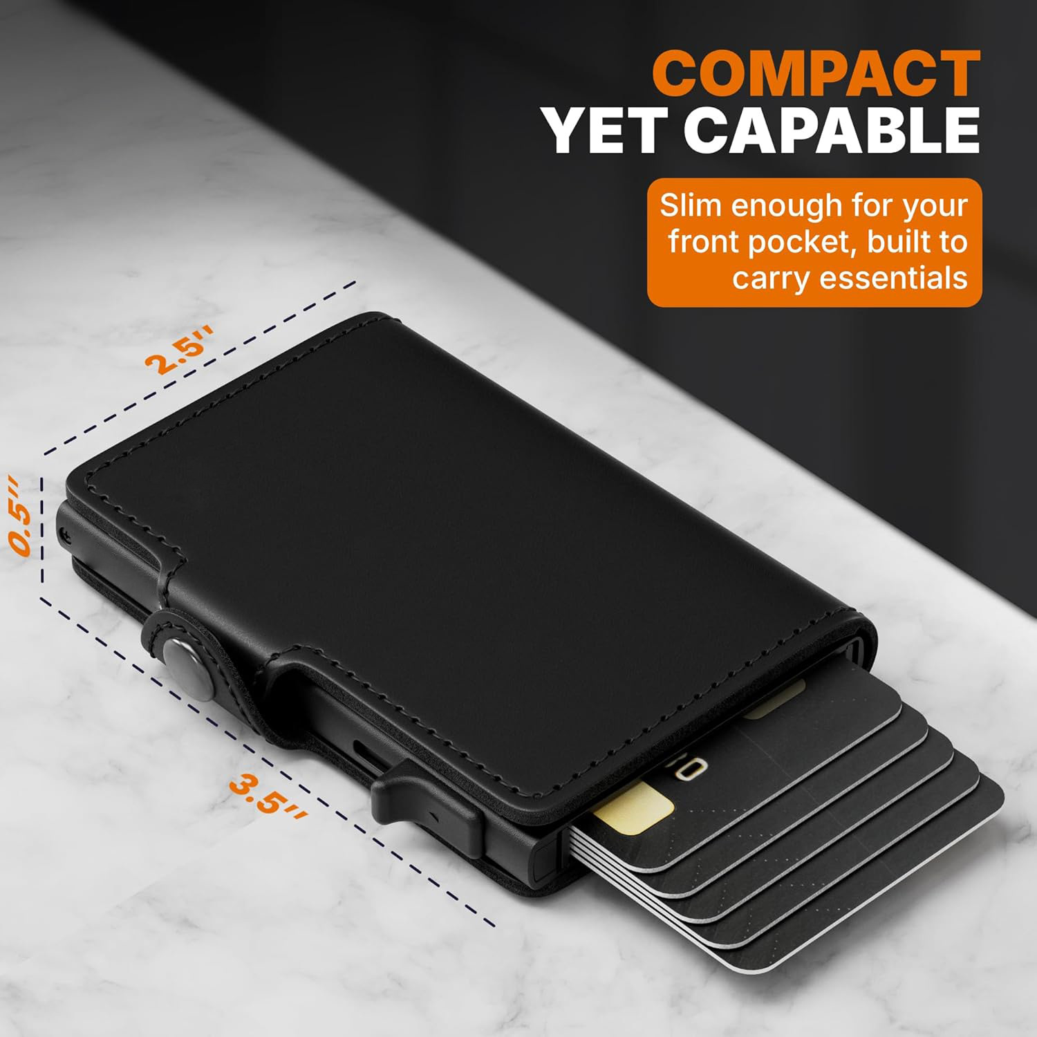 Caja de tarjeta de empuje lateral con cepillo antirrobo RFID transfronterizo, hebilla de clip de metal emergente automática, paquete de tarjeta antidesmagnetizante de gran capacidad