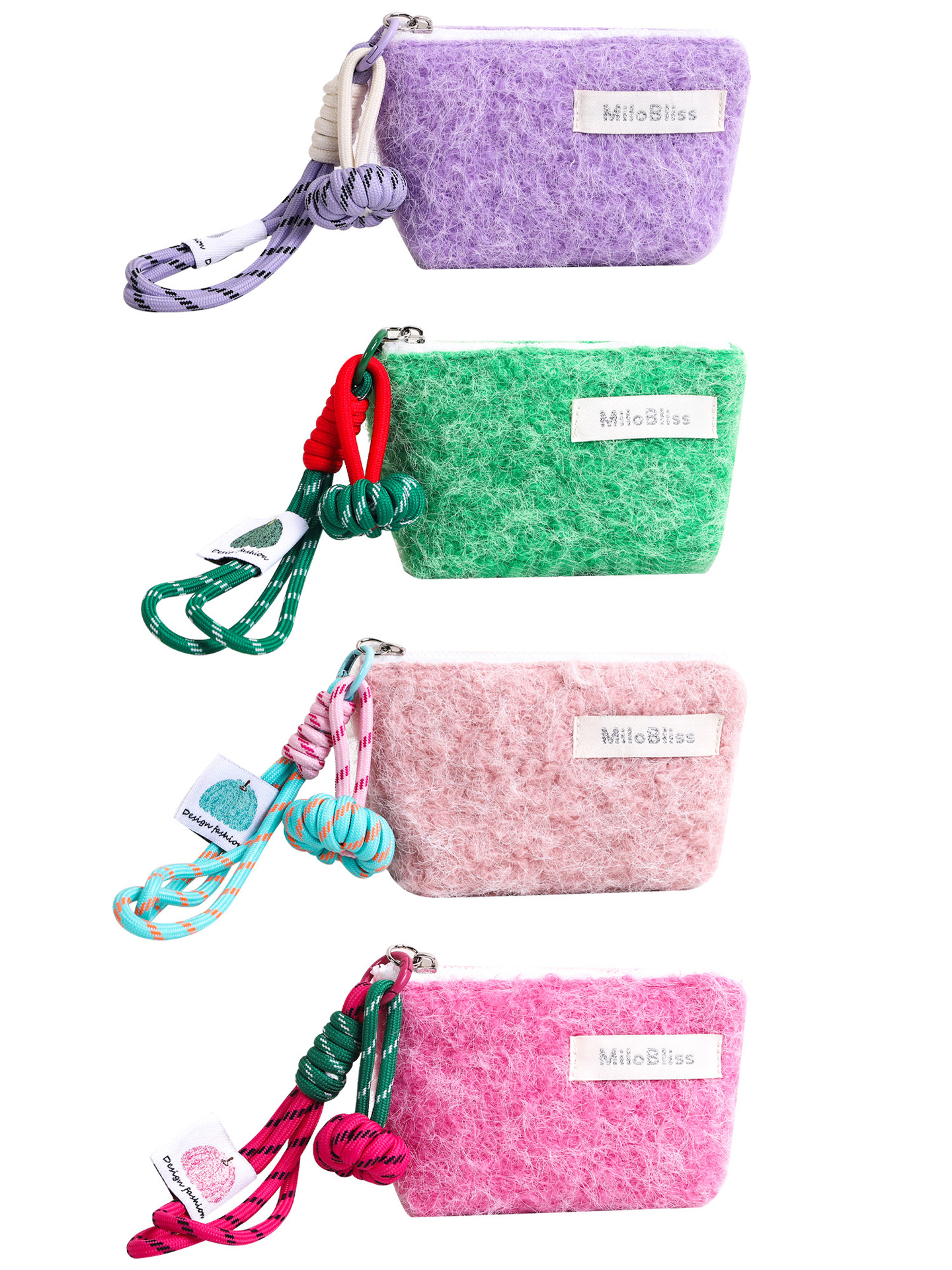 La nueva bolsa de cosméticos de felpa simple y de moda, bolsa de almacenamiento linda de color sólido, bolsa de cosméticos portátil de mano para salir todos los días