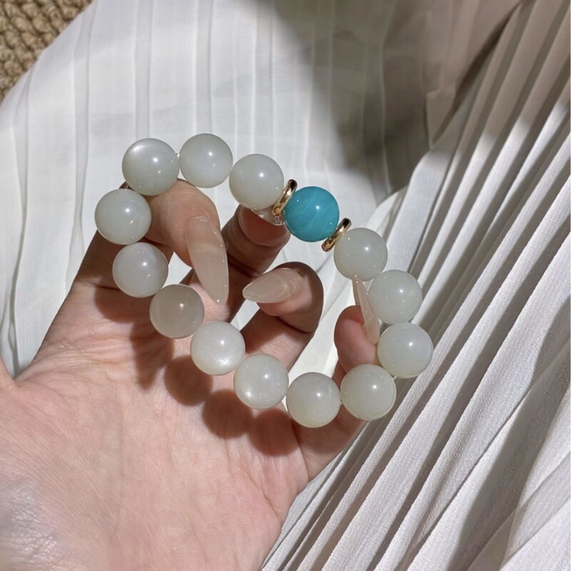 天然白月光石手链搭配老矿天河石圆珠小众优雅简约手饰送女友闺蜜|undefined