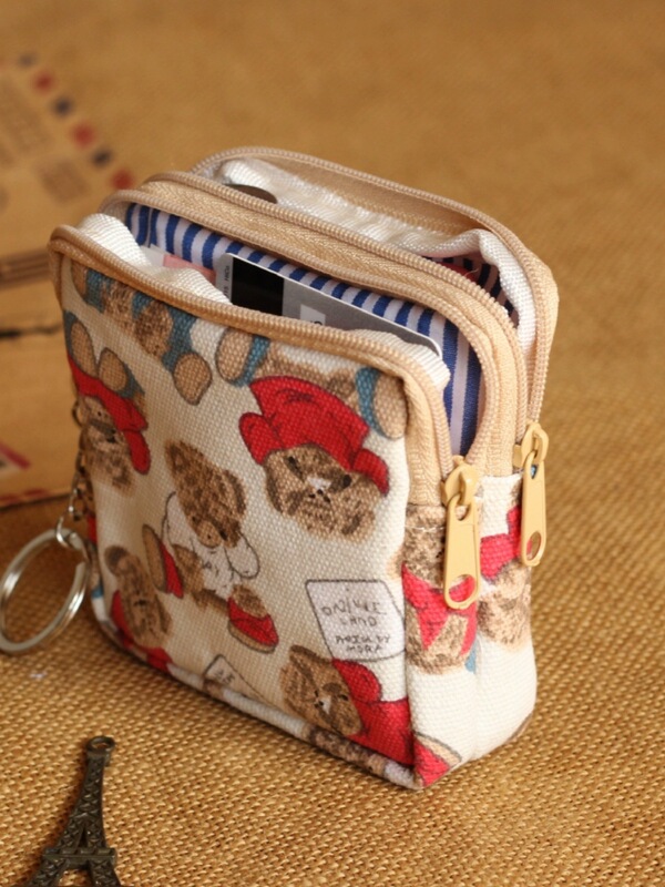 Cartoon Cute Mini Coin Purse to Store Car Keys, Driver's License, Wireless Headphones, Lipstick, Small Cloth Bag
