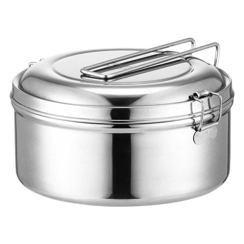 Caja de almuerzo redonda de acero inoxidable 304 caja de almuerzo al vapor del estudiante caja de almuerzo engrosada de grado alimenticio con tapa caja de almuerzo de doble capa