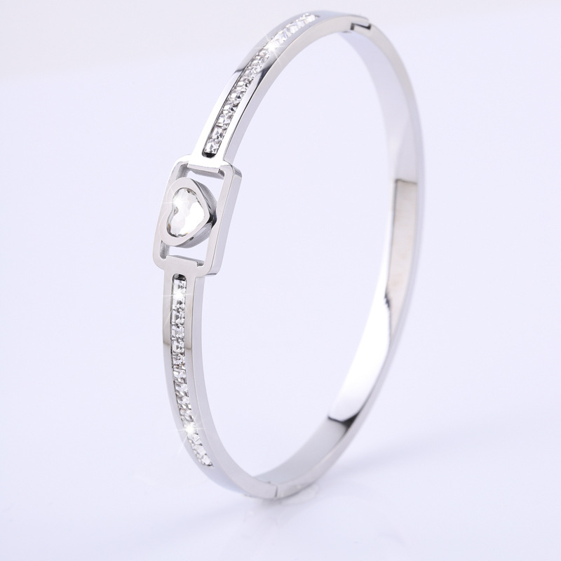 Brazalete de acero de titanio lujoso ligero amor de tendencia brazalete de zircón universal mujer explosión transfronteriza nicho pulsera de alto nivel image 11