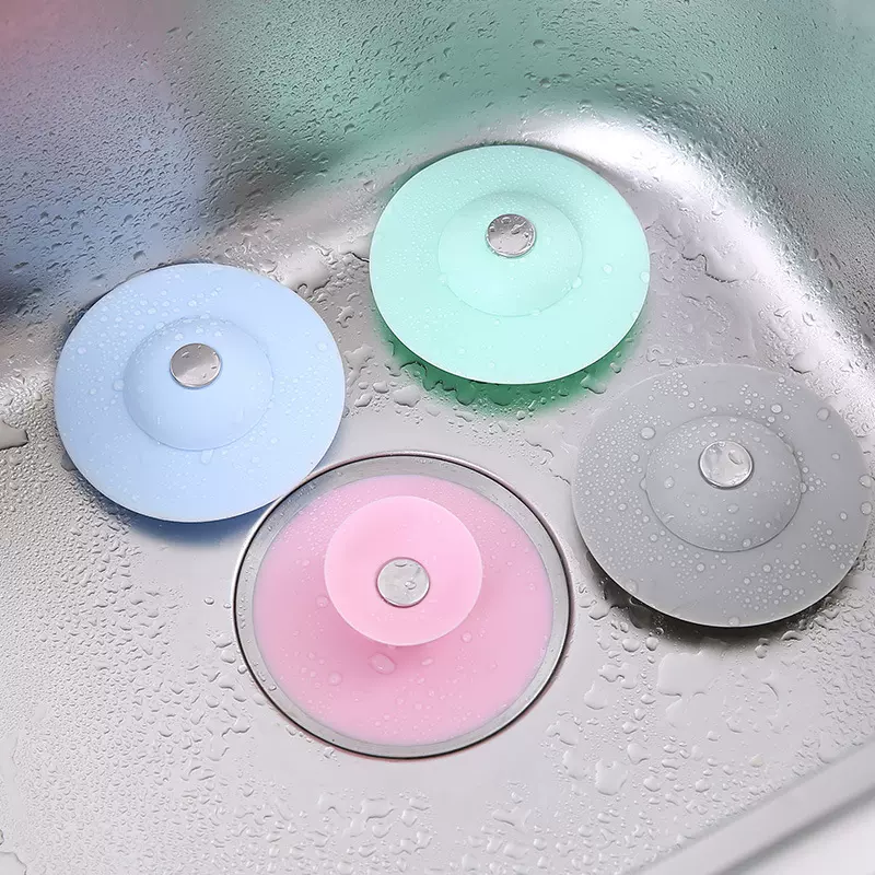 厨房按压式过滤网硅胶飞碟地漏弹跳下水道盖浴室防堵塑料水槽盖