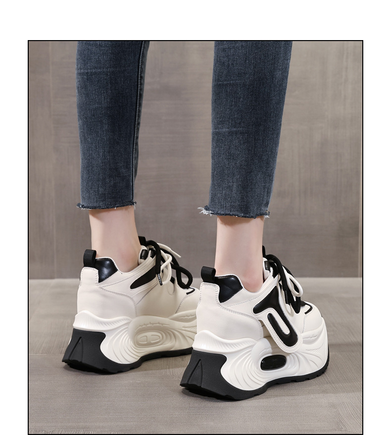 Giày sneaker nữ đế dày tăng chiều cao phong cách bánh xốp mềm mại — Màu be chi tiết 17