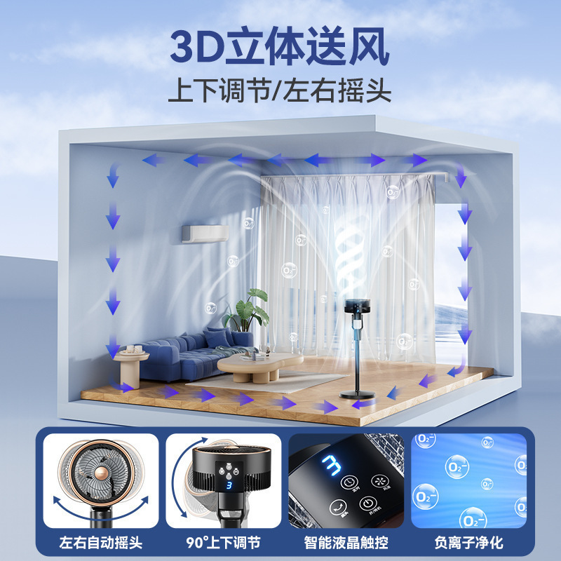 2025 新ドイツ扇風機家庭用空気循環ファンフロアファン寮デスクトップ大型強力小型サイレント|undefined