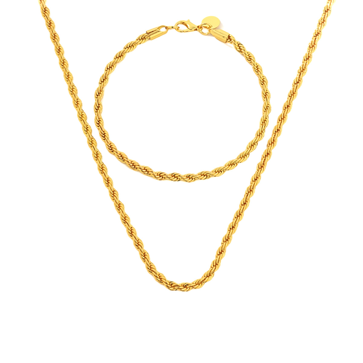 Collar y Pulsera de Cadena de 4mm para Hombre Yunjin, Estilo Europeo y Americano, Simple, Hip-hop, Chapado en Oro, Cadena de Cuerda Trenzada, Exclusivo para Ventas Transfronterizas image 5