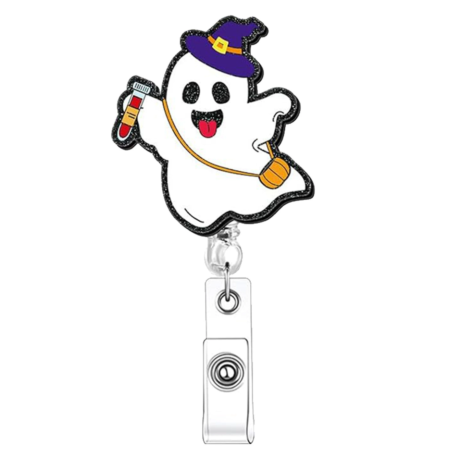 Глобальная Halloween медицинский призрак акриловый блестящий retractable легкое вытягивание пряжка тканевый нашивка вращающаяся легкая вытягивающаяся пряжка держатель бейджей