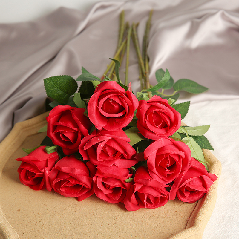 Simulated rose artificial plastic flower wedding hall decoration bouquet hotel home decoration piece flower artist artificial flower